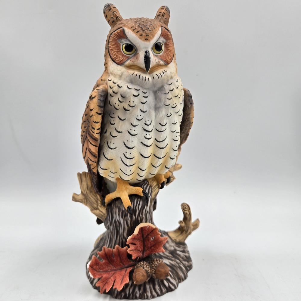 Vtg Lenox Great Horned Owl figurine Owls of America 1989 Fine Porcelain Read